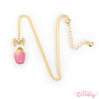 【旧POFY】ピンクローズのネックレス