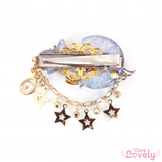 月星ヘアクリップ(パープル×ブルー)