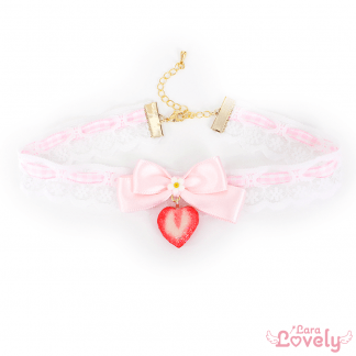 ハートのいちごレースチョーカー(ピンク)