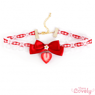 ハートのいちごレースチョーカー(赤)