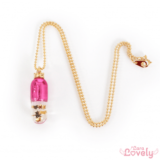 メタリックおくすりネックレス/ピンク