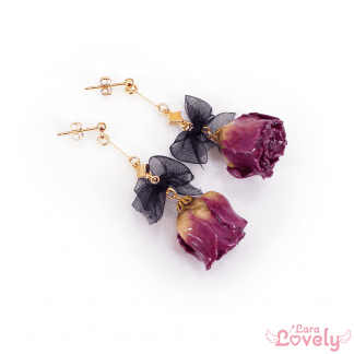 【旧POFY】ダークレッドローズのピアス