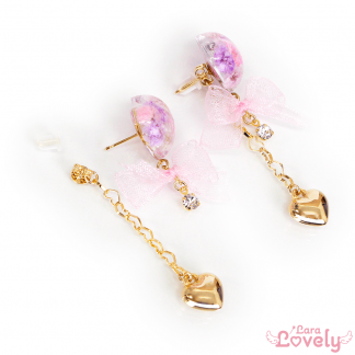 【旧POFY】かすみ草とハートの2 in 1 ピアス