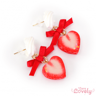 ハートのいちごみつあみリボン(ボルドー)