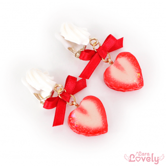 ハートのいちごみつあみリボン(ボルドー)