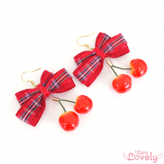 ハートのいちごみつあみリボン(ボルドー)