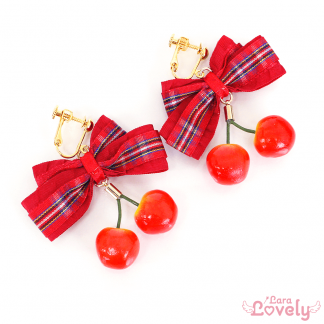 ハートのいちごみつあみリボン(ボルドー)