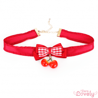 ハートのいちごみつあみリボン(ボルドー)