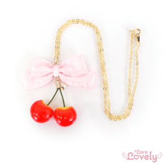 ハートのいちごみつあみリボン(ボルドー)