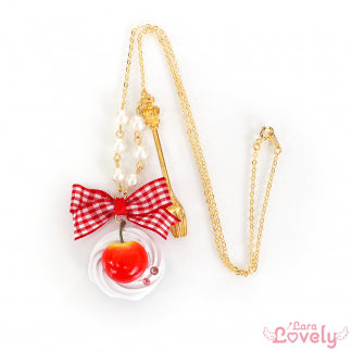 ハートのいちごみつあみリボン(ボルドー)